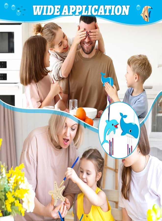 Sealmic Wooden Ocean Animals Wind Chime Kit Make Your Own Sea Animal Crafts Coloring DIY Wind Chime kit for Summer Activities Birthday Favor School Home Art Party Decorations 9 Pack - Image 4